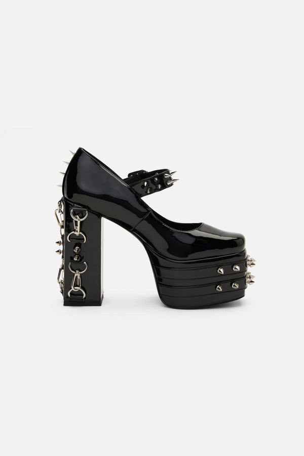 Black Friday - Spiked & Buckled Heels - black