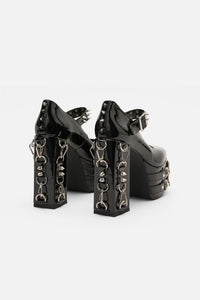 Black Friday - Spiked & Buckled Heels - black