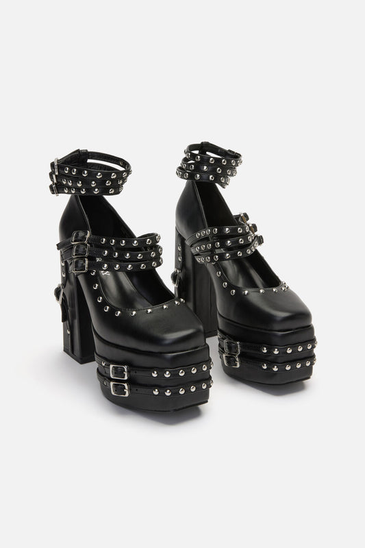 Black Friday - Strappy Stud Mary Jane - black