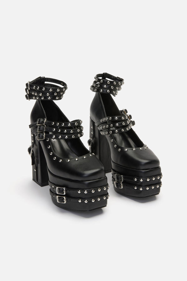 Black Friday - Strappy Stud Mary Jane - black