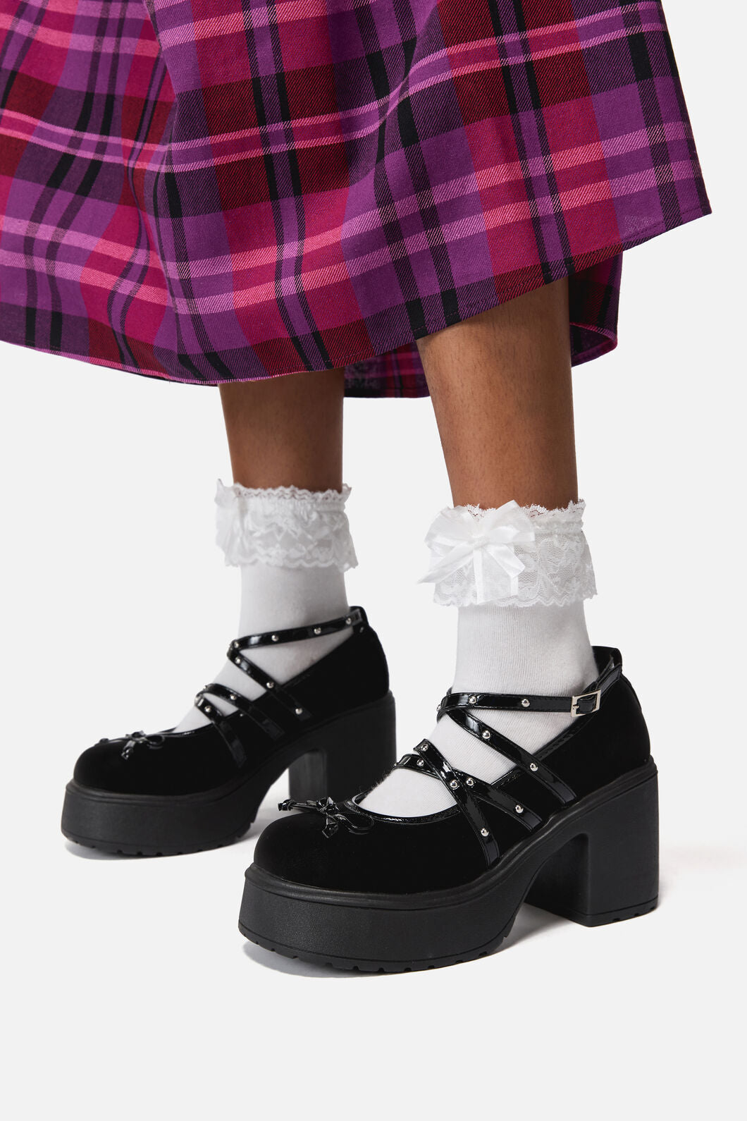 Black Friday - Faux Suede Criss Cross Mary Janes - black