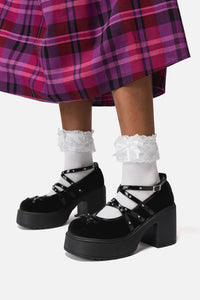 Black Friday - Faux Suede Criss Cross Mary Janes - black