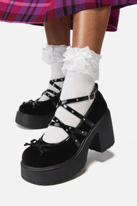 Black Friday - Faux Suede Criss Cross Mary Janes - black