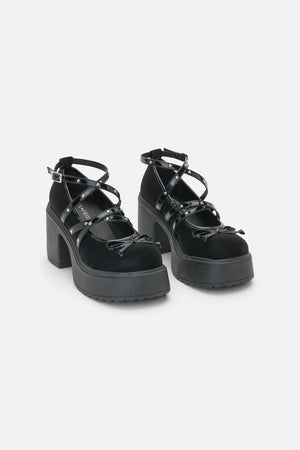 Black Friday - Faux Suede Criss Cross Mary Janes - black
