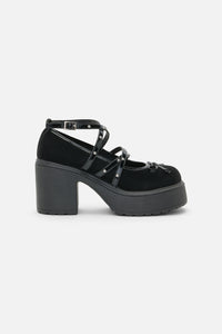 Black Friday - Faux Suede Criss Cross Mary Janes - black