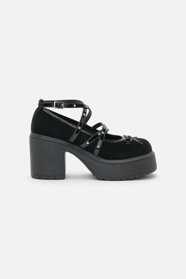 Black Friday - Faux Suede Criss Cross Mary Janes - black