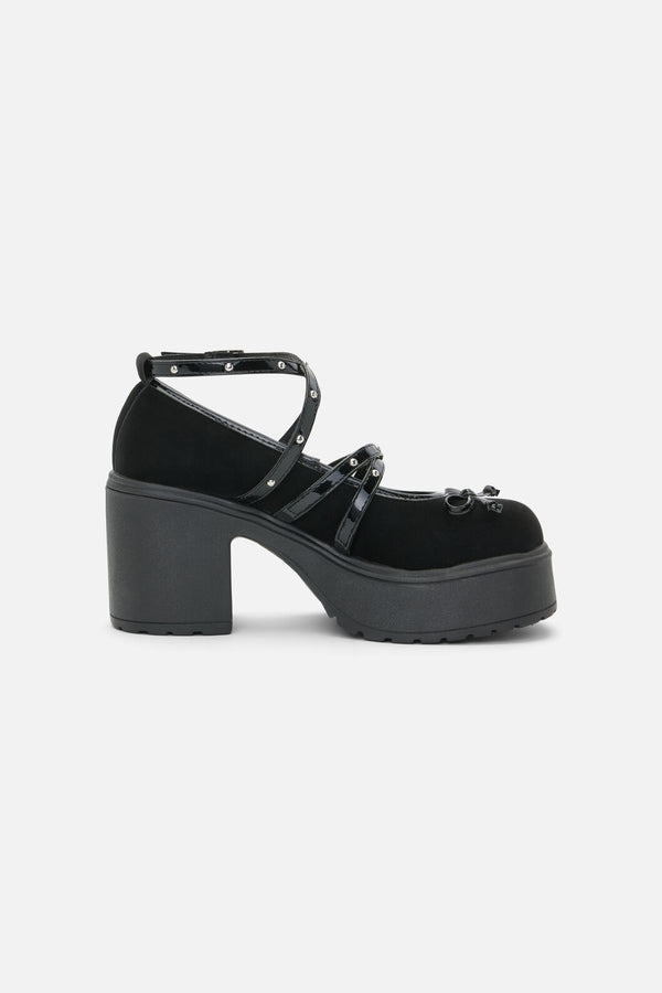 Black Friday - Faux Suede Criss Cross Mary Janes - black