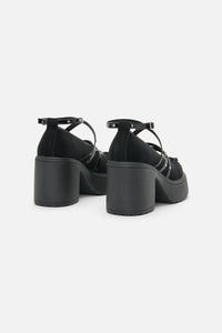 Black Friday - Faux Suede Criss Cross Mary Janes - black
