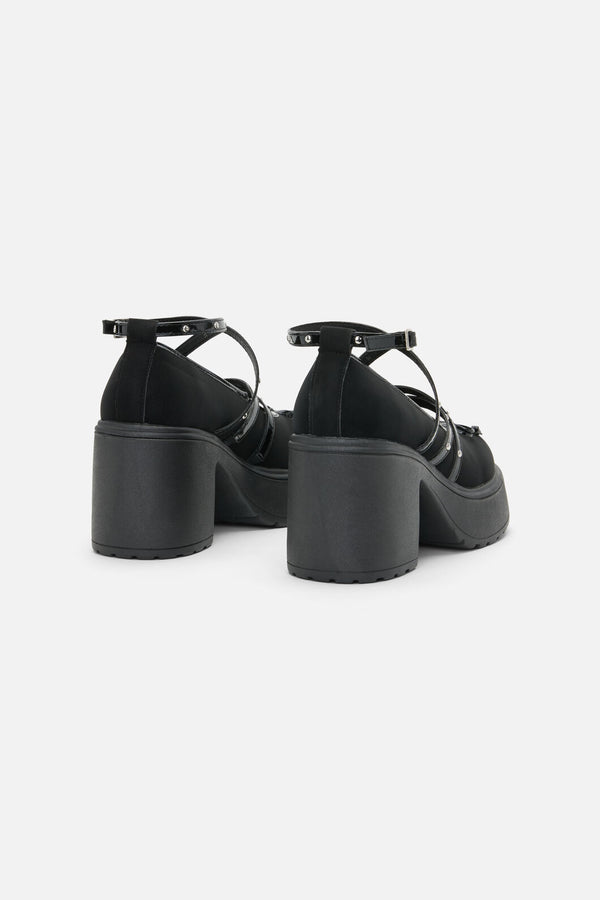 Black Friday - Faux Suede Criss Cross Mary Janes - black