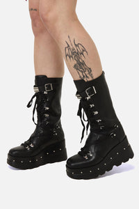 Black Friday - Criss Cross Wedge Boots - black