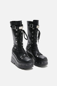 Black Friday - Criss Cross Wedge Boots - black