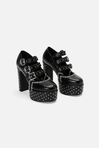 Black Friday - Chain Cross Studded Mary Janes - black