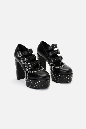 Black Friday - Chain Cross Studded Mary Janes - black