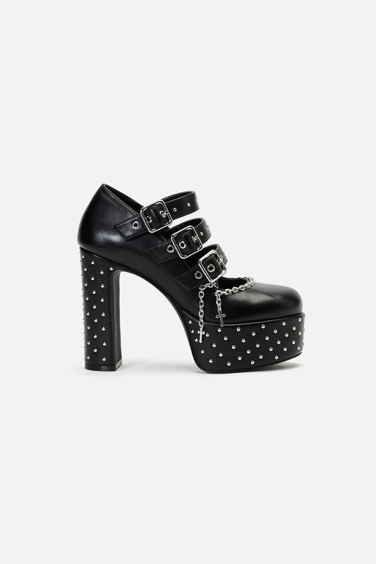 Black Friday - Chain Cross Studded Mary Janes - black