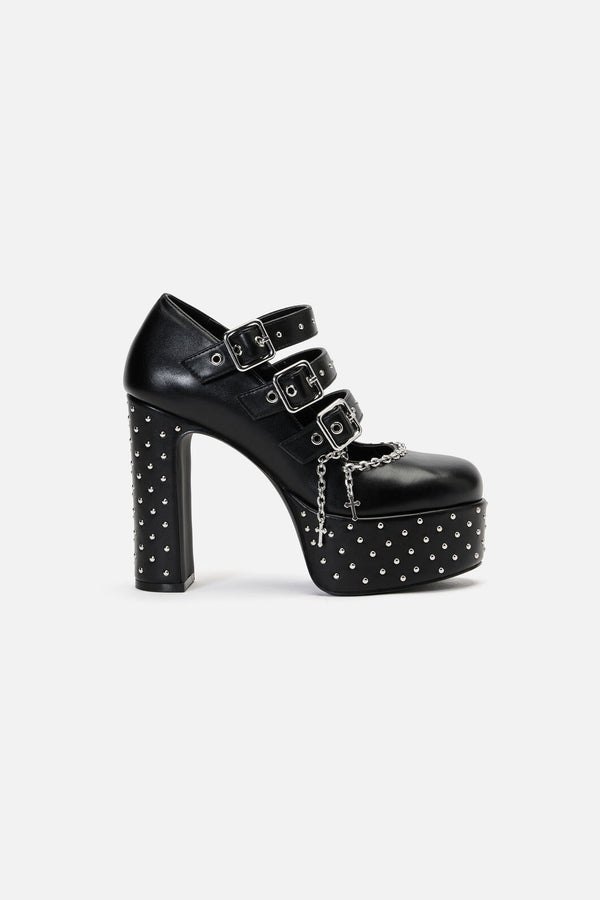 Black Friday - Chain Cross Studded Mary Janes - black