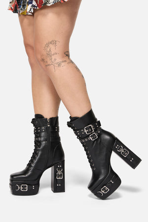Black Friday - Lace Up Strappy Boots - black