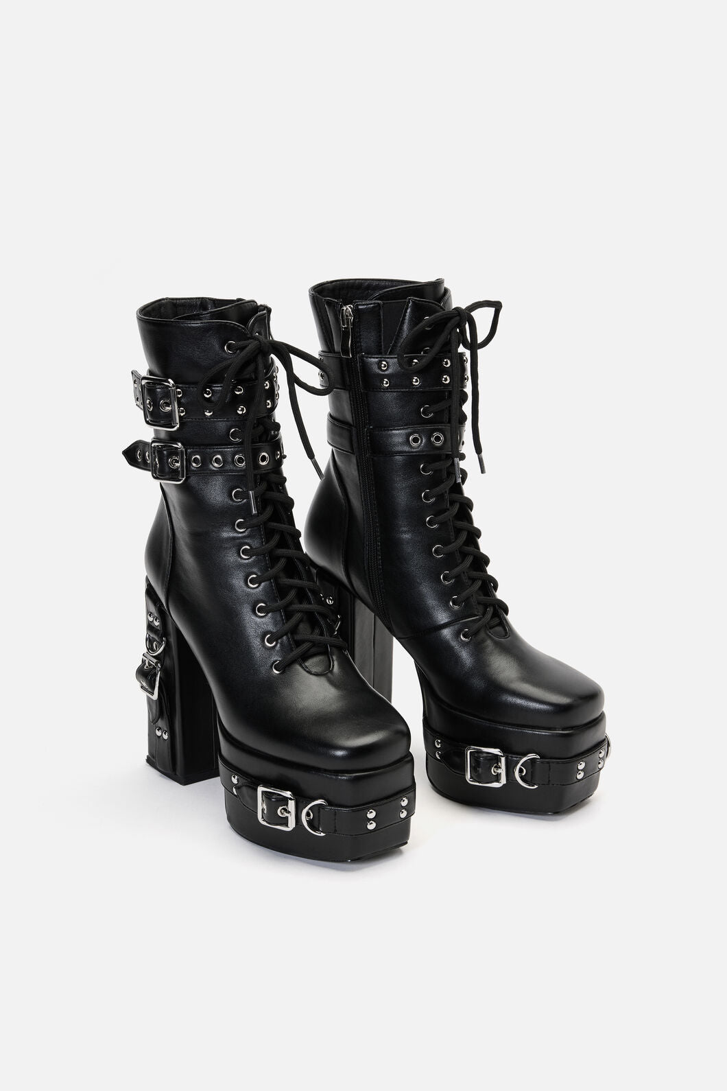 Black Friday - Lace Up Strappy Boots - black