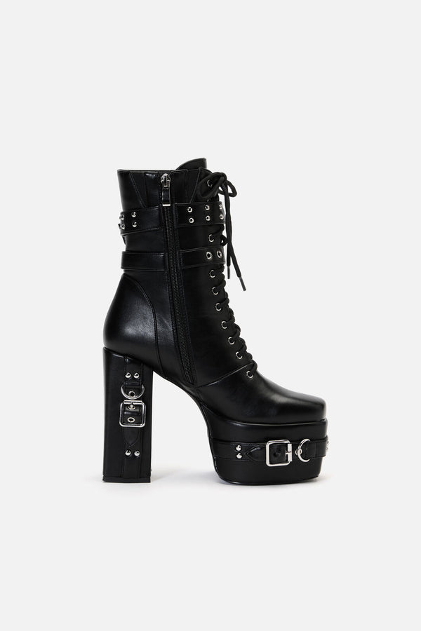 Black Friday - Lace Up Strappy Boots - black