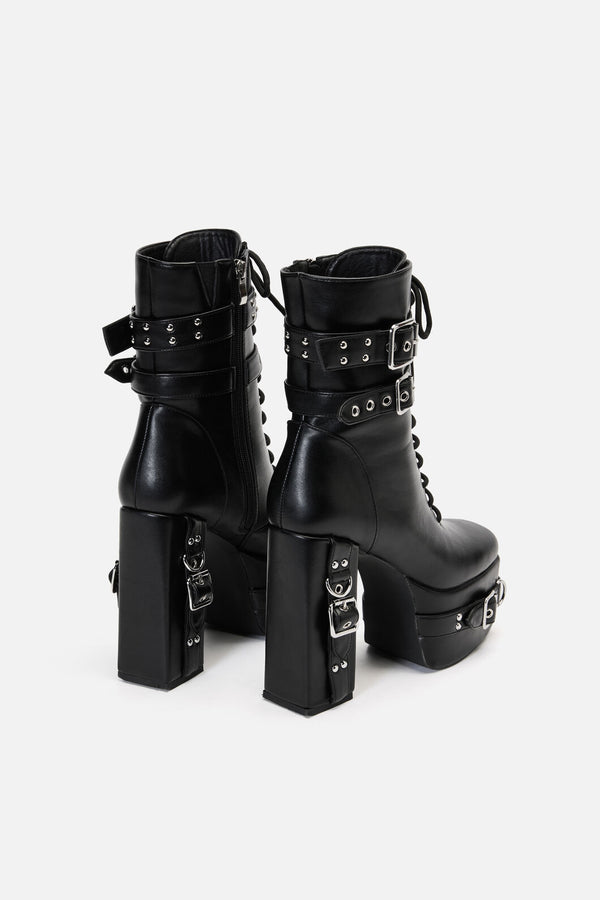 Black Friday - Lace Up Strappy Boots - black