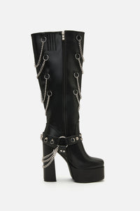 Black Friday - Chained In Heel Boots - black