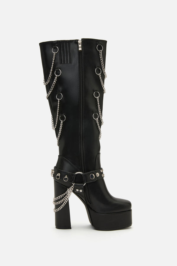 Black Friday - Chained In Heel Boots - black