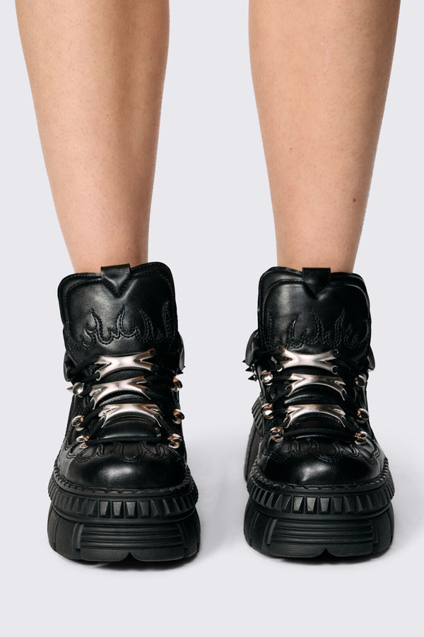 Black Friday - Flaming Platform Sneakers - black