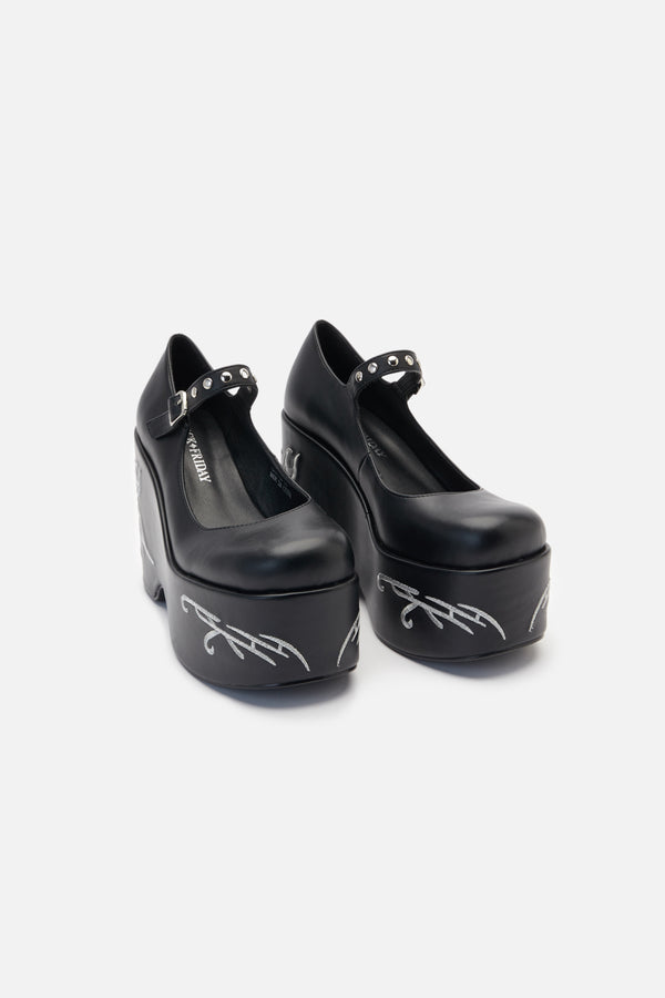 Black Friday - Platform Tattoo Mary Jane - black