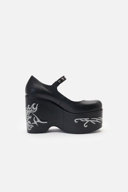Black Friday - Platform Tattoo Mary Jane - black