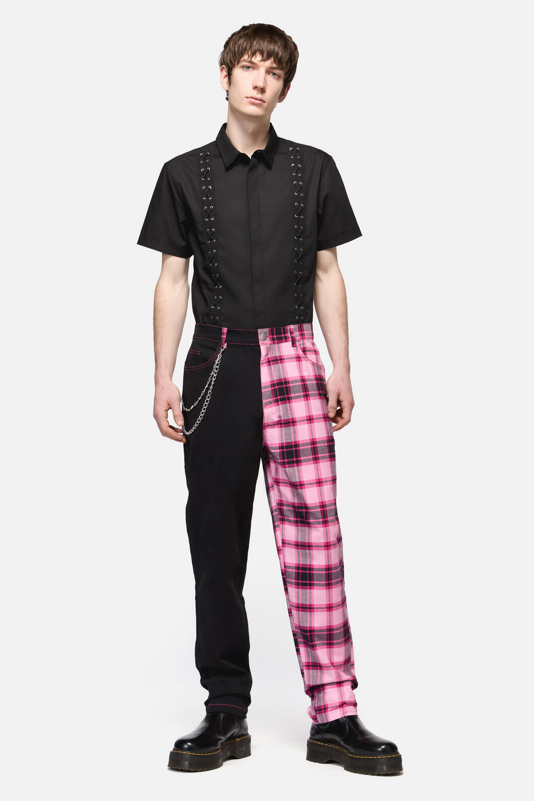 Dangerfield - Rococo Life Contrast Tartan Pant - black-pink