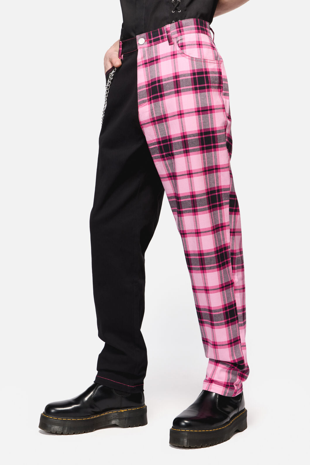 Dangerfield - Rococo Life Contrast Tartan Pant - black-pink