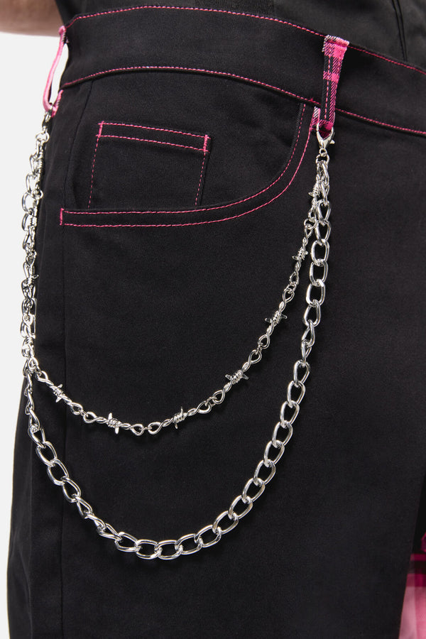 Dangerfield - Rococo Life Contrast Tartan Pant - black-pink