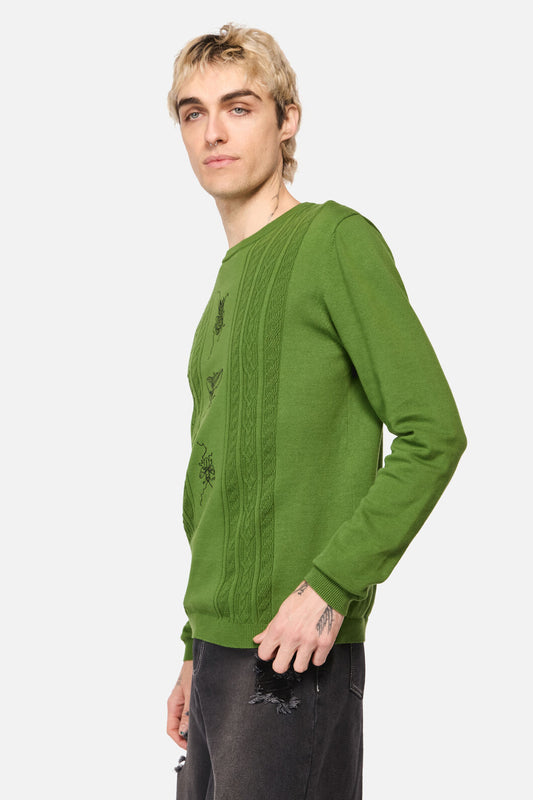 Dangerfield - Insect Obsessed Cable Knit Jum - green