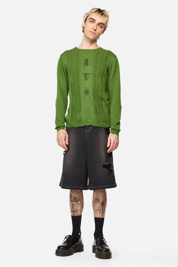 Dangerfield - Insect Obsessed Cable Knit Jum - green