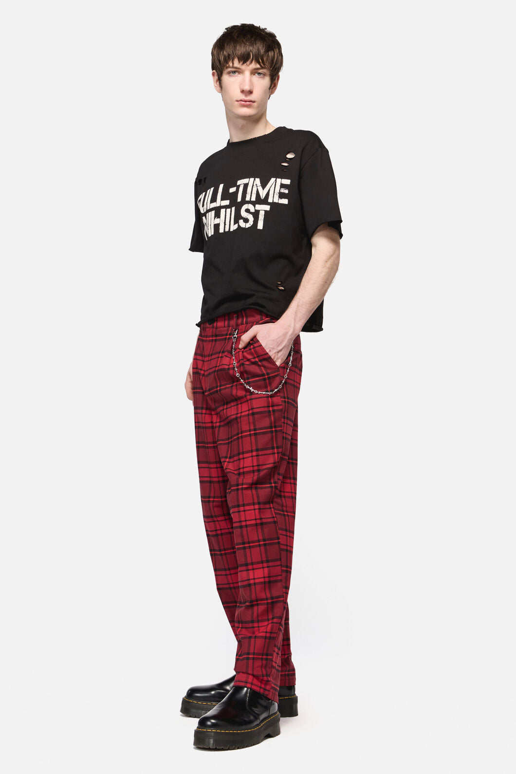 Dangerfield - Over It Tartan Slim Fit Pants - red