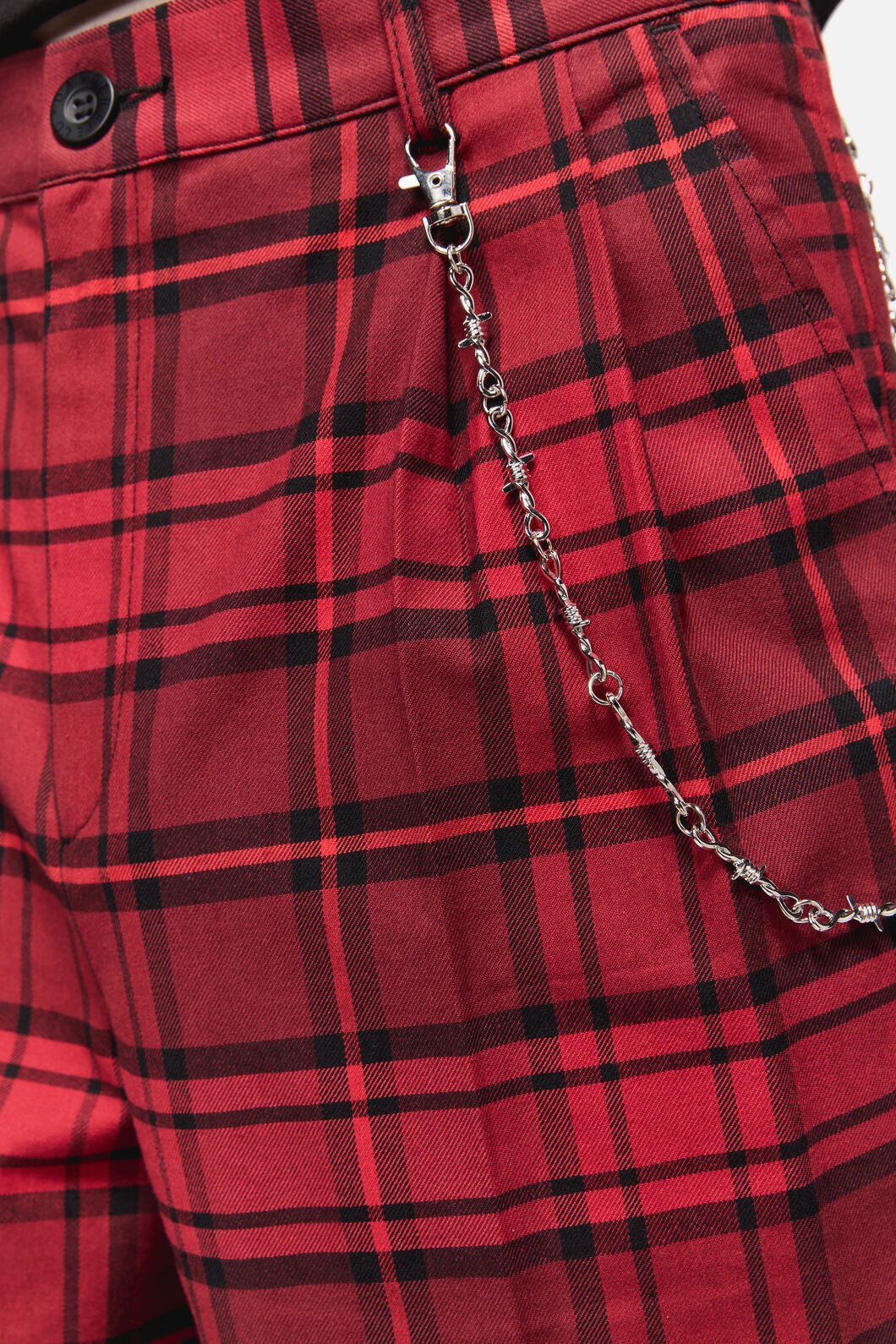 Dangerfield - Over It Tartan Slim Fit Pants - red
