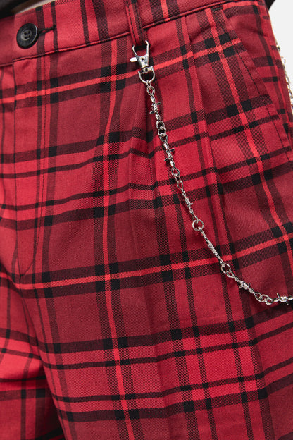 Dangerfield - Over It Tartan Slim Fit Pants - red