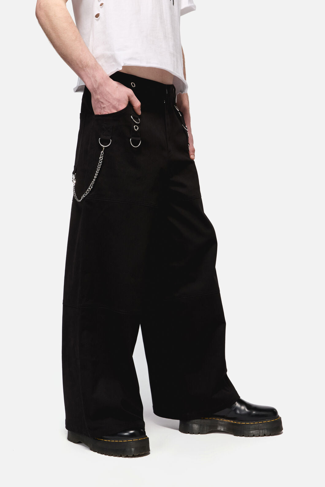 Dangerfield - Defiant GrungeTrimWideLegCargo - black