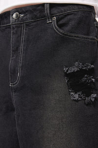 Dangerfield - DenimDistressedUniWideLegJorts - black