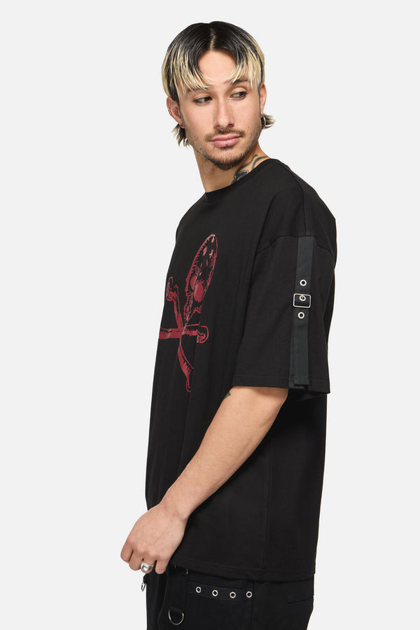Dangerfield - Skull Grunge Print Tee - black