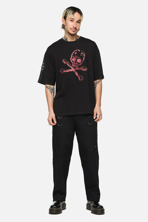 Dangerfield - Skull Grunge Print Tee - black