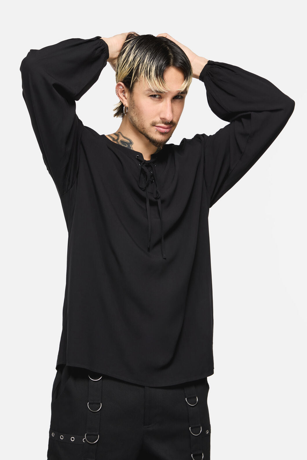 Dangerfield - Buccaneer Punk Frill Shirt - black
