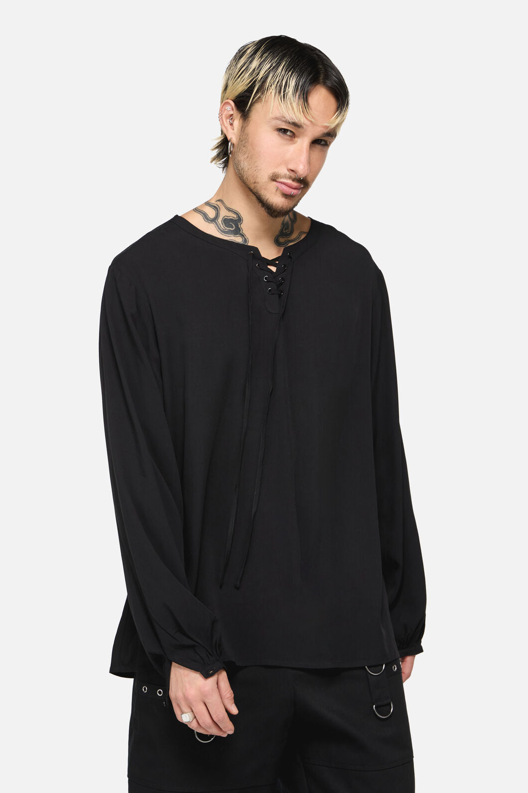 Dangerfield - Buccaneer Punk Frill Shirt - black