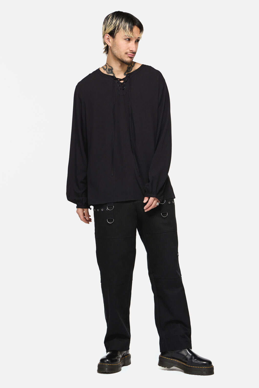 Dangerfield - Buccaneer Punk Frill Shirt - black