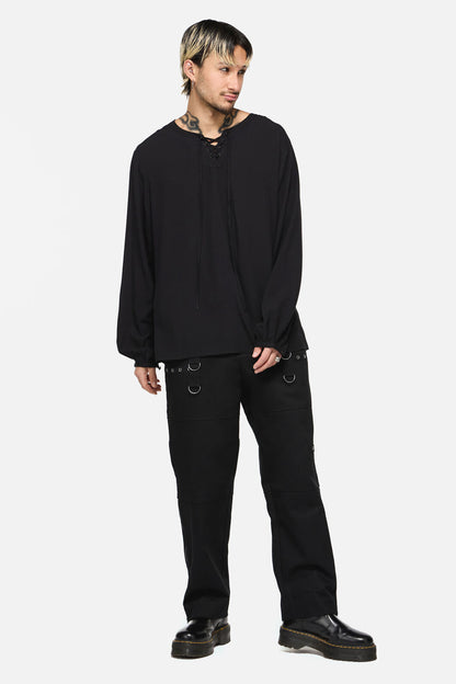 Dangerfield - Buccaneer Punk Frill Shirt - black