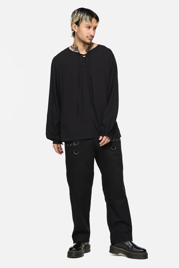 Dangerfield - Buccaneer Punk Frill Shirt - black