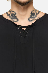 Dangerfield - Buccaneer Punk Frill Shirt - black