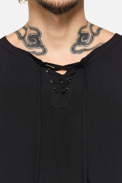 Dangerfield - Buccaneer Punk Frill Shirt - black