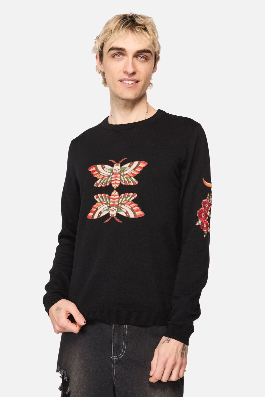 Dangerfield - All HallowsEveTattooKnitJumper - black