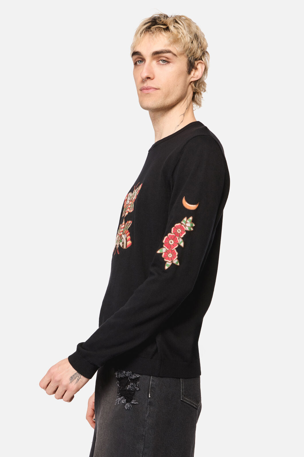 Dangerfield - All HallowsEveTattooKnitJumper - black