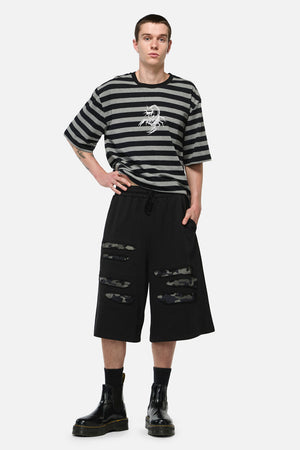 Dangerfield - Disruptive Cutout Camo Shorts - black